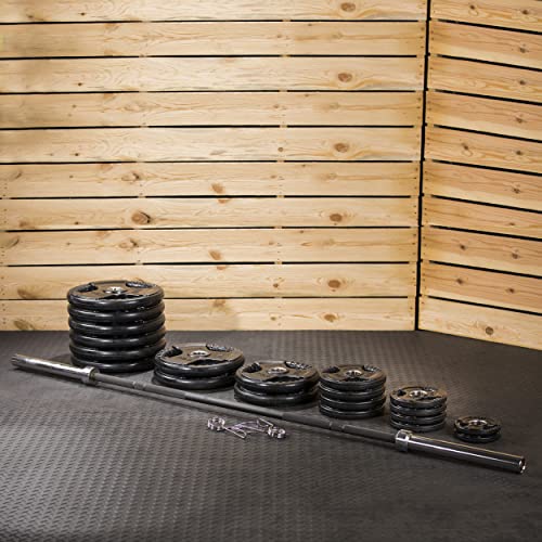 Lifeline Olympic Weight Plate Set with Bar and Collars Black