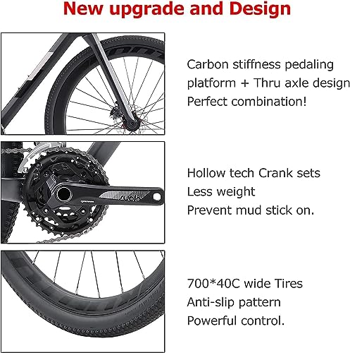 KOOTU Carbon Gravel Road Bike Shimano 105 R7000 22S Disc Brake Black