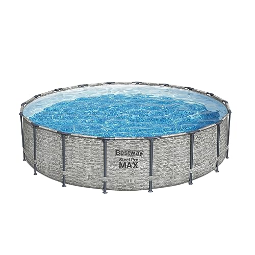 Bestway Steel Pro MAX 18ft x 48in Round Metal Frame Above Ground Swimming Pool Set Gray
