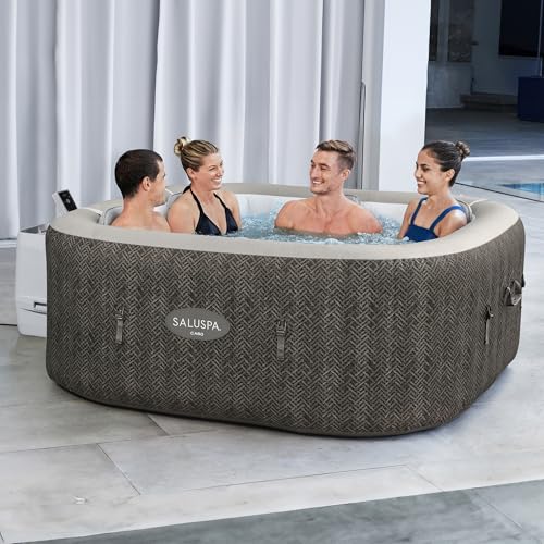 Bestway SaluSpa AirJet Inflatable Square Hot Tub with 2 Non-Slip Adjustable Seats Blue