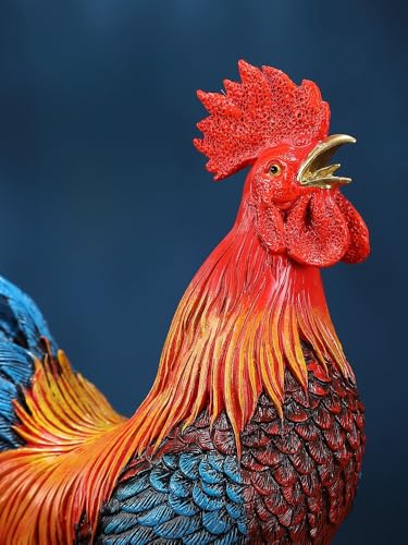 FENGSHUI-CAISHEN Extra Large Colorful Metal Rooster Statue