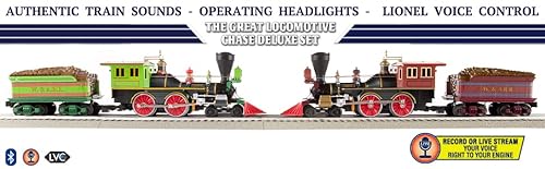 Lionel Great Locomotive Chase Deluxe LionChief Bluetooth 5.0 O Gauge Set Multi