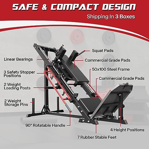 Mappding Leg Press Hack Squat Machine Red