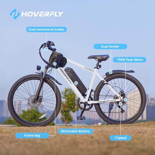 HOVERFLY OUREA Electric Bike 26" 750W Peak Motor Mountain Ebike White