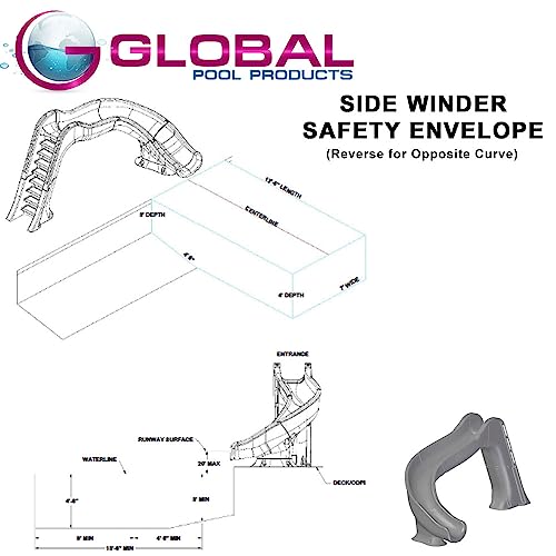 Global Pool Products Inground Swimming Pool Water Slide Deck Mounted Right Curve Turn Sand
