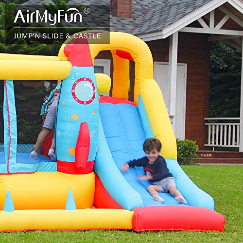 AirMyFun Inflatable Rocket Theme Bounce House Blue