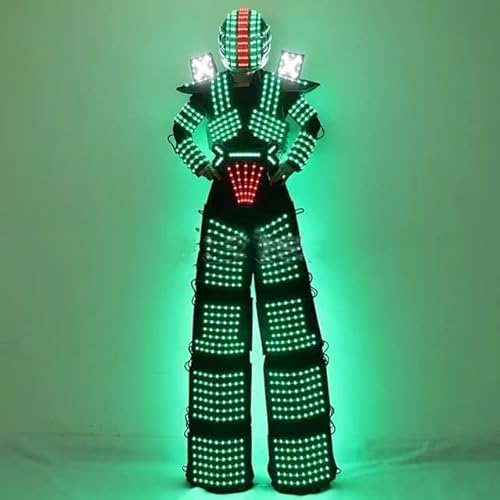 Gracecolorlife LED Robot Costume RGB Helmet Stilts Walker Suit Black (L)