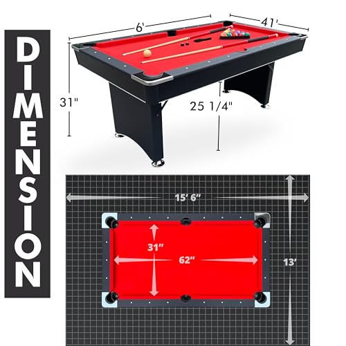 Freetime Fun Portable Pool Table Set Red, Black