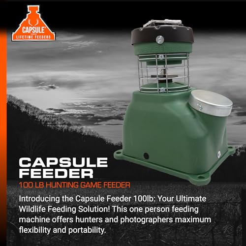 Capsule Game Feeders 100LB Capacity 360-Degree Broadcast Game Feeder Green
