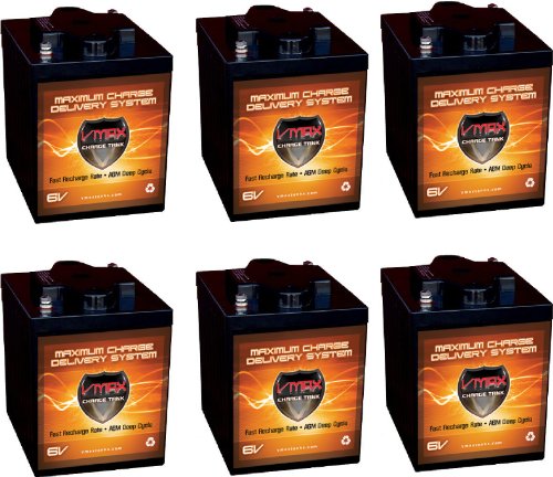 VMAX Golf Qty 6 6V AGM Battery Pack 225Ah High Capacity Golf Cart Solar Commercial Maintenance Free Batteries