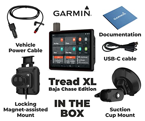 Wearable4U Garmin Tread XL Baja Chase Edition 10” Off-Road Navigator with Power Pack Bundle