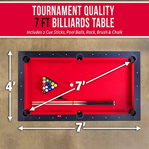 GoSports 7 ft Pool Table with Wood Finish Red