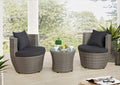 Alaterre Furniture Bistro All-Weather Conversation Set with Two Round Chairs and Glass Top Table Coffee