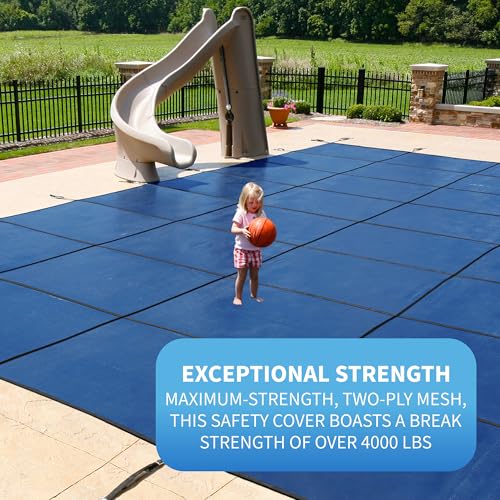 Blue Wave Rectangular In Ground Pool Safety Cover 20x40 Ft Blue