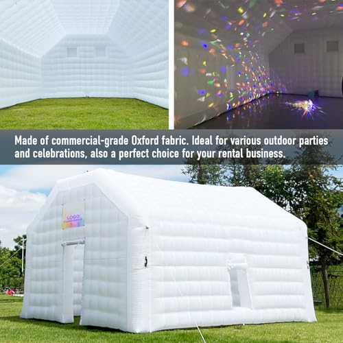 OZIS Large White Inflatable Nightclub Disco Cube Tent 20X16.5X12Ft