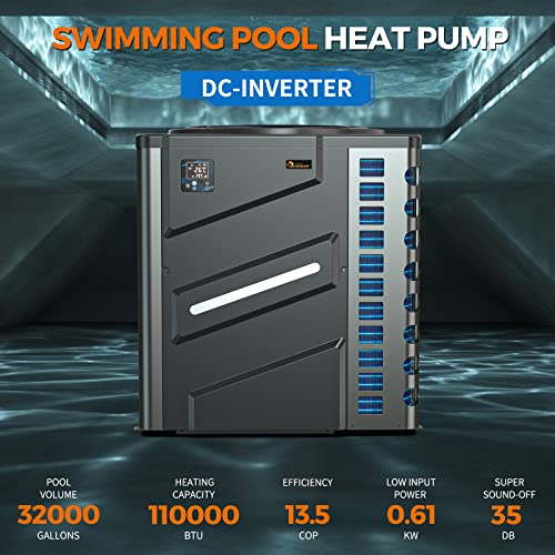 DR. INFRARED HEATER Full DC Inverter 110,000 BTU Heat Pump Ground Swimming Pools Black