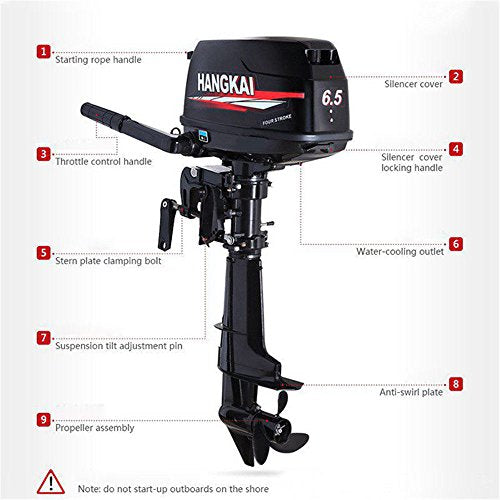 TFCFL 6.5HP 4-Stroke Outboard Motor Black