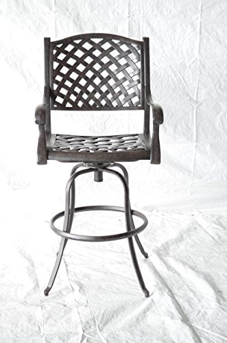 Patio Land Outdoor Living Nassau Outdoor Patio Swivel Barstools 30" High Dark Bronze