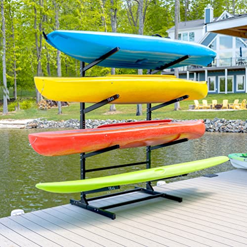 Teal Triangle Freestanding G-Watersport 4 Kayak and SUP Outdoor Storage Rack Black