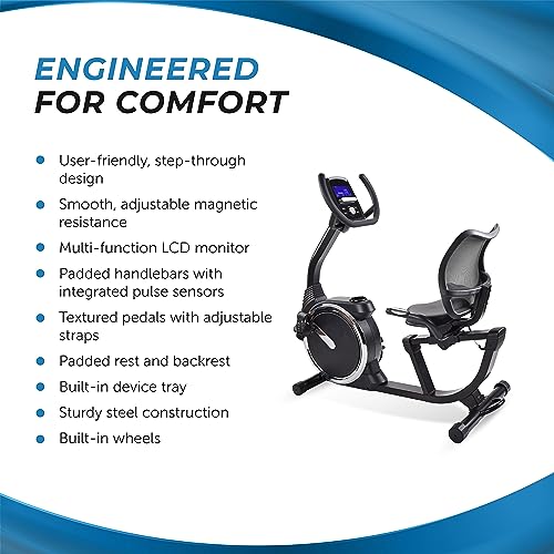 Stamina Magnetic Recumbent Exercise Bike 845 Black and Chrome
