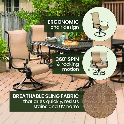 Hanover Brigantine 9-Piece Weather-Resistant Outdoor Dining Set Tan