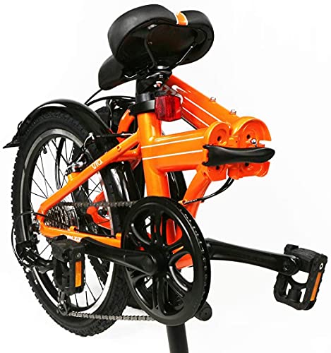 ZiZZO Via 20" Folding Bike Lightweight Aluminum Frame Shimano 7-Speed Metallic Orange