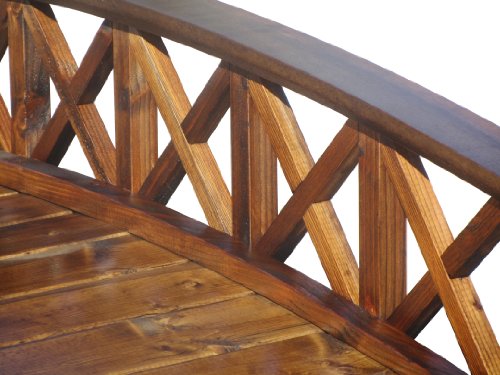 SamsGazebos Swan Wood Garden Bridge with Cross Halved Lattice Railings 8' Brown