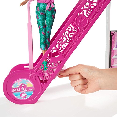Barbie Malibu Ave Shopping Mall Playset - 50+ Pieces with Working Escalator, Fashion Boutique, Hair Salon, Food Court & Theater