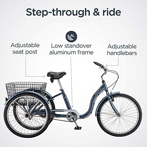 Schwinn Meridian Adult Tricycle Bike Slate Blue (24-Inch Wheels)