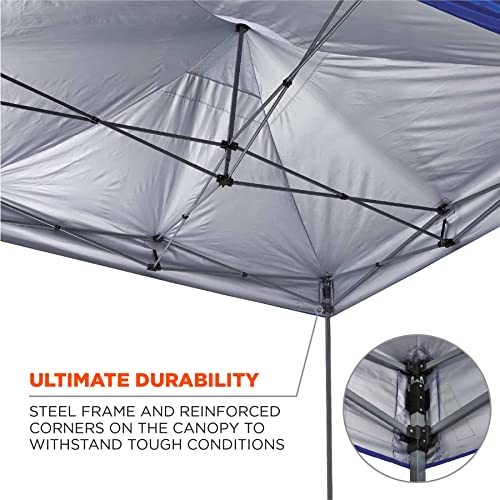 Ergodyne Shax 6051 Pop Up Canopy Kit with Weight Bags & Side Panels 10' x 10' Blue