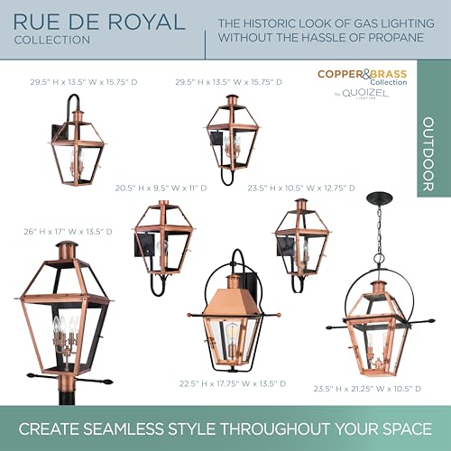 Quoizel Rue De Royal Charleston Outdoor Hanging Lantern 24 Inch 2-Light Aged Copper