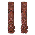 Design Toscano S/2 Grand Island Tiki Totem Statues Faux Woodtone Finish