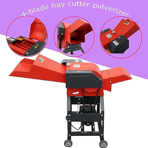 INTSUPERMAI 4-Blade Hay Cutter Pulverizer Grass Crusher Red and Black