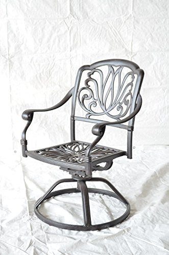 PatioLand Elizabeth Outdoor Patio 9pc Dining Set 44" x 84" Cast Aluminum Walnut