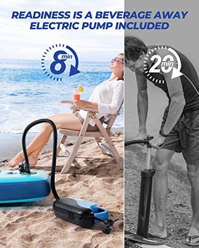 Valwix Inflatable Stand Up Paddle Board w/Electric Pump & Action Camera Mount - 12ft Odyssey Blue