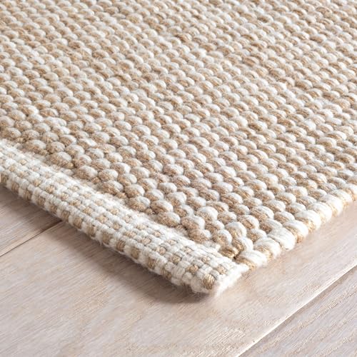 Dash & Albert Pebble Performance Area Rug 6' x 9' Neutral Solid Handwoven Washable Pebble Neutral