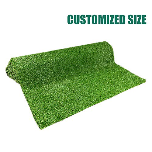 Griclner 0.8inch Synthetic Artificial Grass Turf with Drainage Holes 13FTx82FT