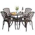 Gardenised Bronze Indoor and Outdoor Dining Set with 4 Chairs and 1 Table, Bistro Patio Cast Aluminum