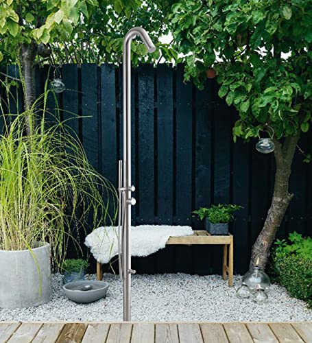 Wayime Free-Standing Brushed Stainless Steel 304 Outdoor Shower Silver