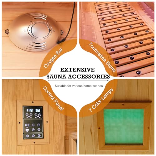 Amocane Infrared Hemlock Wooden Sauna Room with Recliner, Oxygen Bar, 1-2 Person, Left Sauna Room