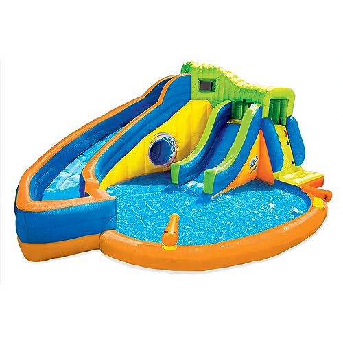 BANZAI Pipeline Twist Kids Inflatable Waterpark Play Center Blue/Yellow/Orange