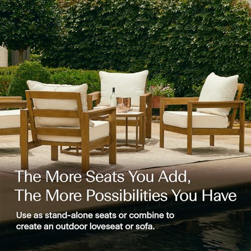 Honeycomb Outdoor Edisto Seat Modular Patio Furniture Black Aluminum Chair Heathered Solid Blue