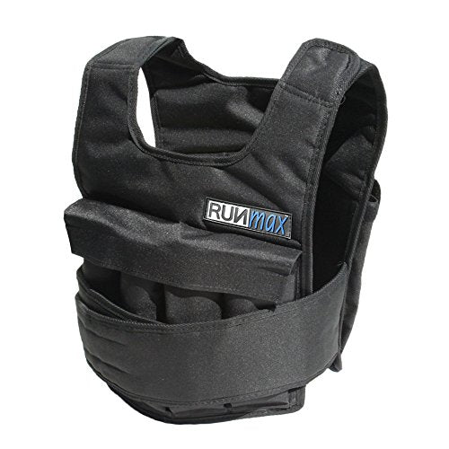 RUNmax Adjustable Weighted Vest with Shoulder Pads Option 150LBS Black