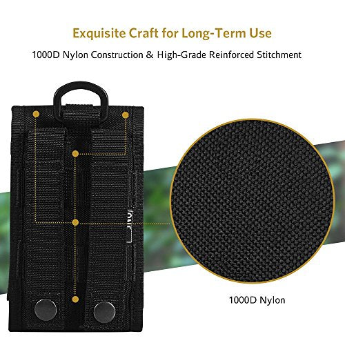 OneTigris MOLLE Phone Pouch for 4.7" - 5.5" Phones Black - 1000D Nylon