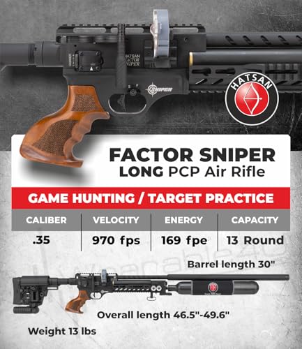 Wearable4U Hatsan Factor Sniper Long .35 Caliber PCP Air Rifle Bundle with Pellets and Targets