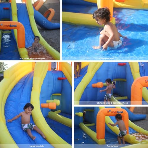 Bounceland Big Splash Triple Water Slides and Pool with Blower, 24ft x 21ft x 8ft, Outdoor Fun for Kids
