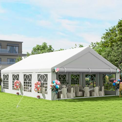 DWVO 20x30 ft Heavy Duty Party Tent with Removable Sidewalls White