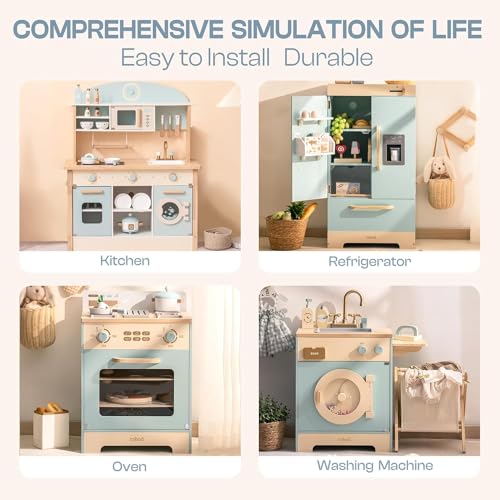 ROBOTIME Wooden Kids Kitchen Playset Toy Kitchen Sets