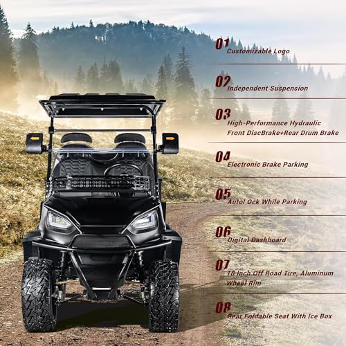 StandbyMe Electric Golf Cart 5000-Watt Motor 4-Seat 48V Battery Golf Utility Buggy Black