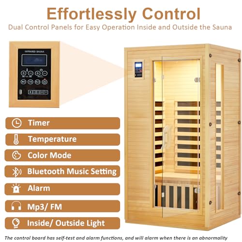 Towallmark Low EMF Infrared Sauna for Home Wood
